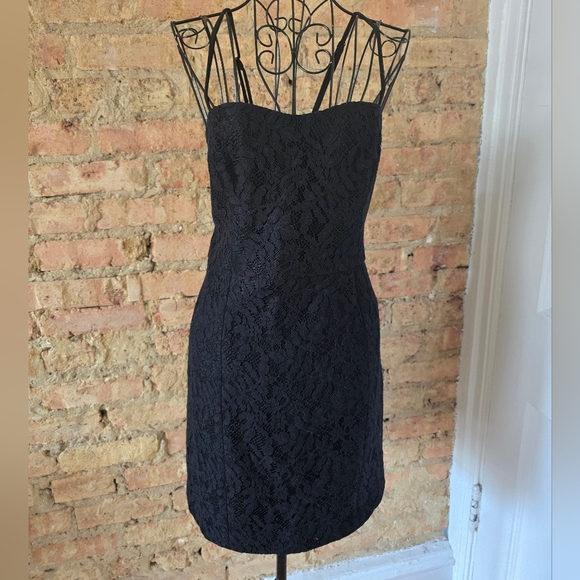 🐈⬛️ French Connection Formal Black Lace Mini Dress - Picture 7 of 9
